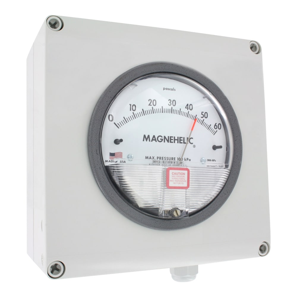 Weatherproof enclosure, ABS, compatible with Series 3000MR/MRS Photohelic®, Series 605 Magnehelic®, Series DH3 Digihelic® (to fit, the casing on the electrical plug must be removed), Series 2000 Magnehelic® with medium and high pressure options