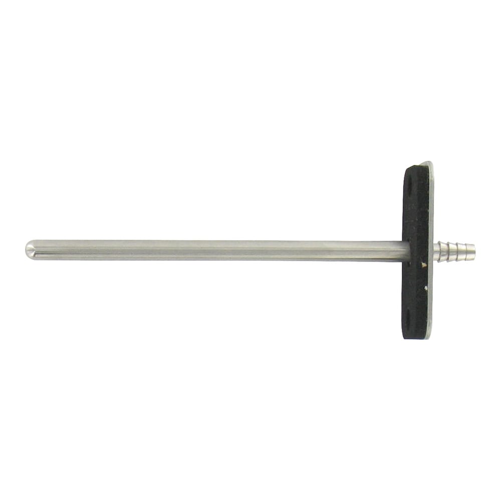 4" 303 SS straight static pressure tip with flange, 1/4" hose barb.
