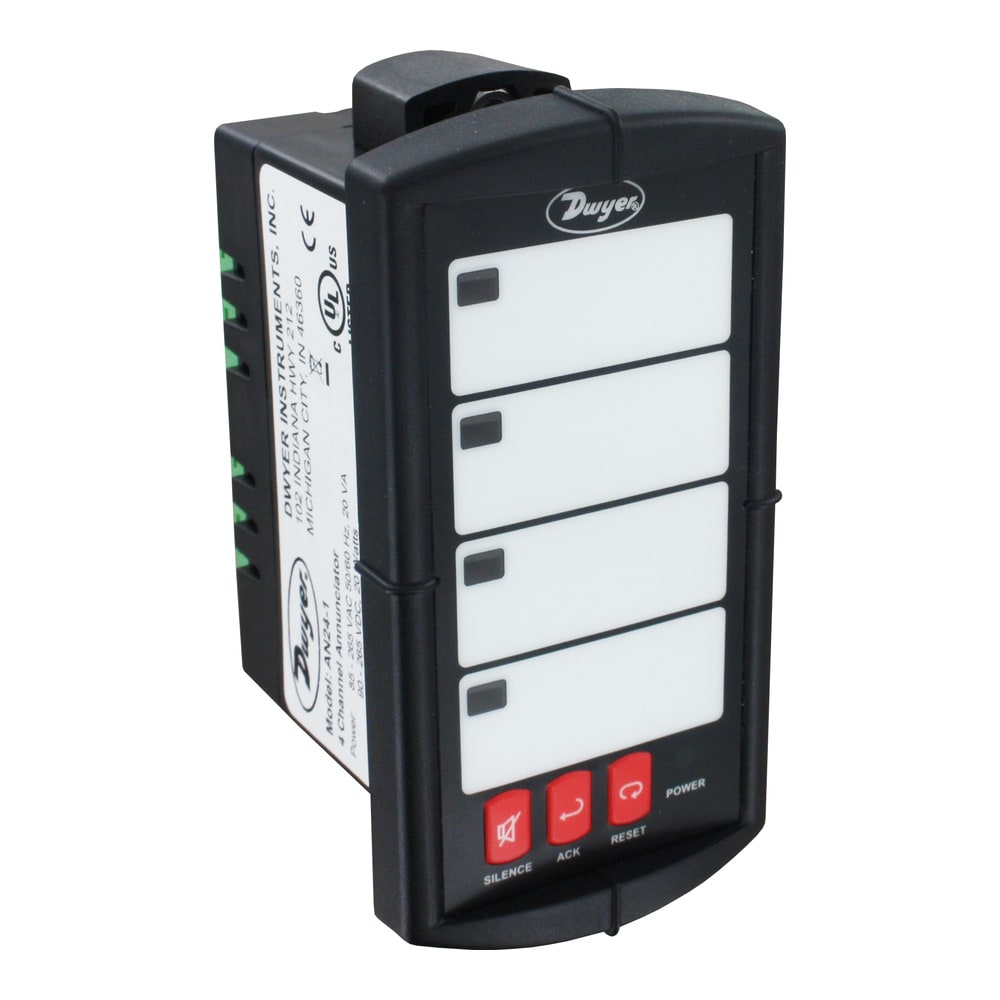 Indicateur d’alarme, quatre entrées, avec alimentation 12 à 36 Vcc.