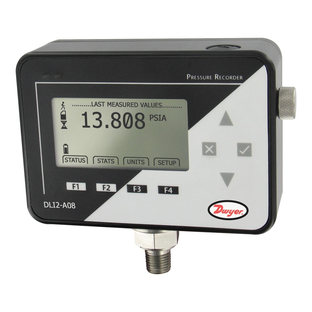 LCD pressure data logger, range 0-300 psig