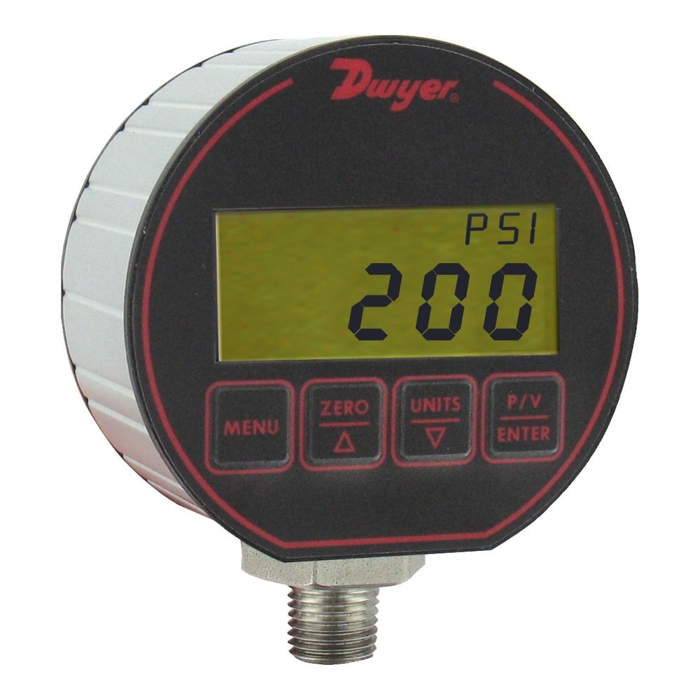 Digital Pressure Gauge, ± 0.25% Accuracy, NEMA 4X, 4-Digit Display, 2 Alarms