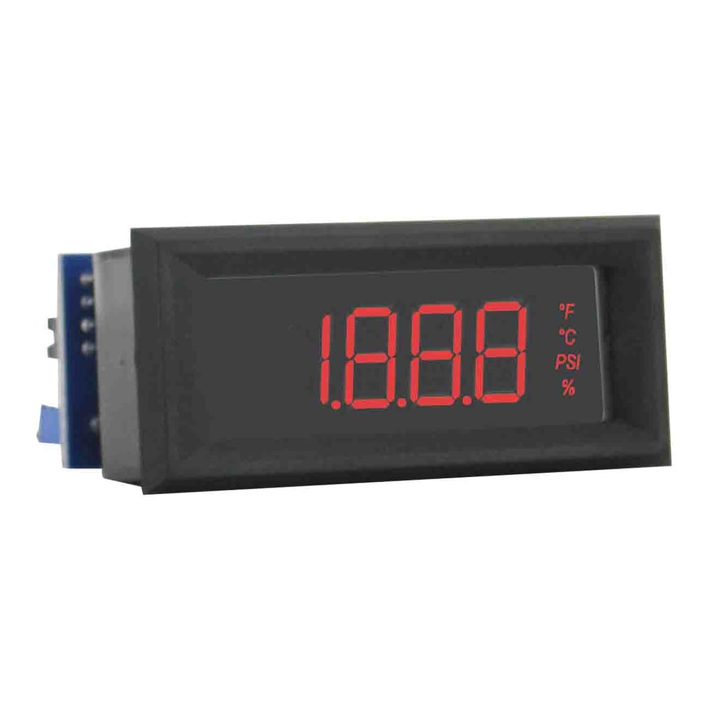 LCD Digital Panel Meter, 3.5 Digits, Adjustable Zero/Span, Snap-in Mount
