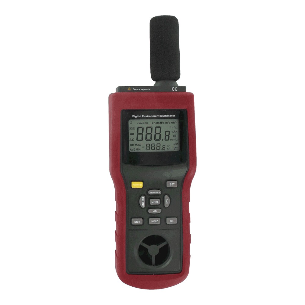 Multifunction Environmental Meter: Humidity, Temp, Air Flow, Sound, Light