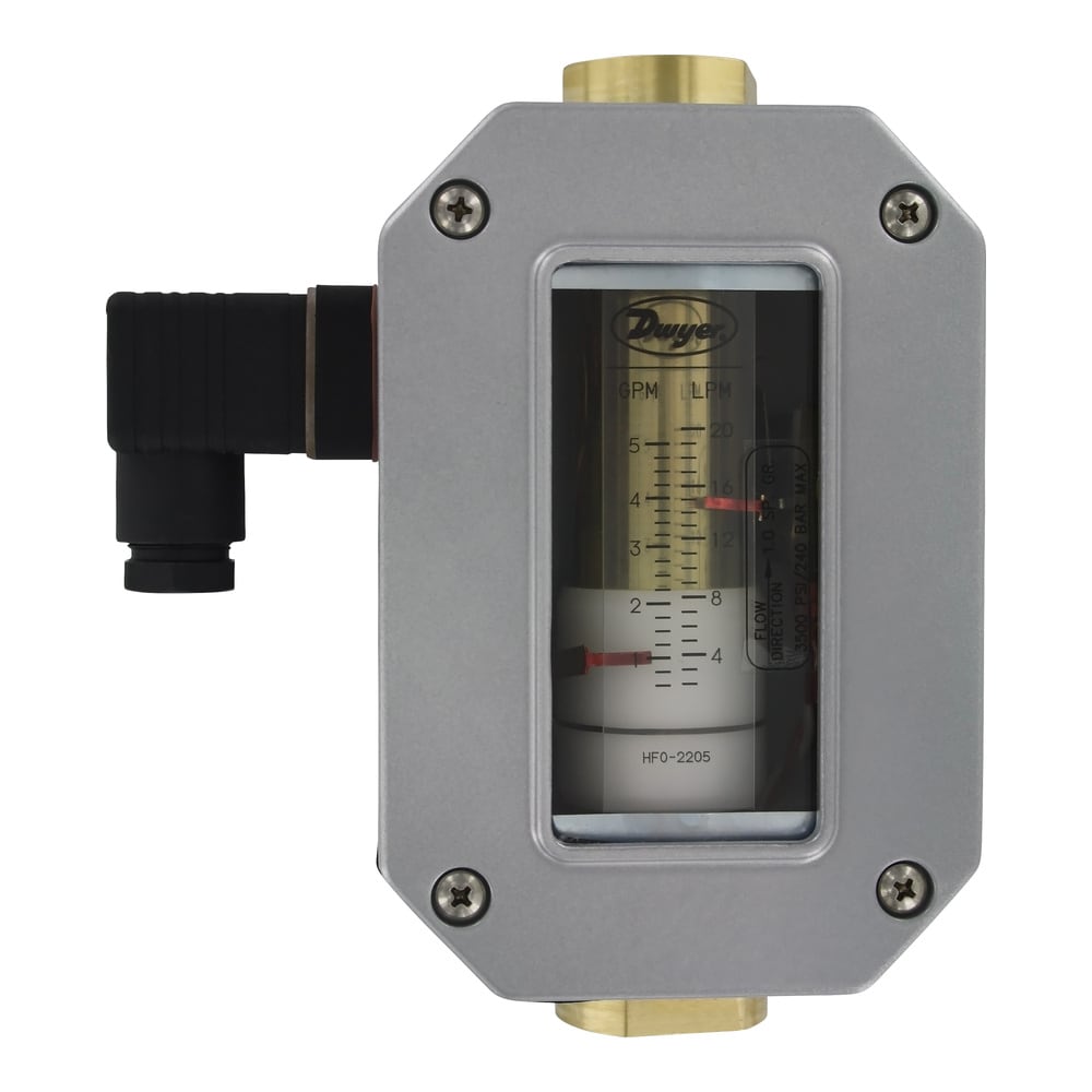 In-line flow alarm, range 1.5-12 SCFM air, 1/4" female NPT.