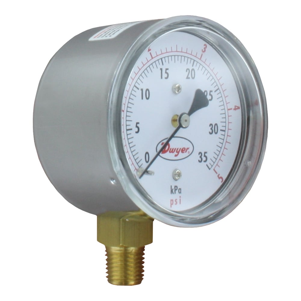 Low Pressure Gauges, 10 in. w.c. to 10 psi, Dual Scales, Chrome Steel