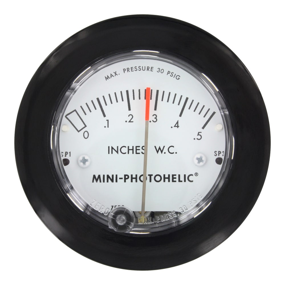 Mini-Photohelic Differential Pressure Switch/Gage for Non-Corrosive Gases