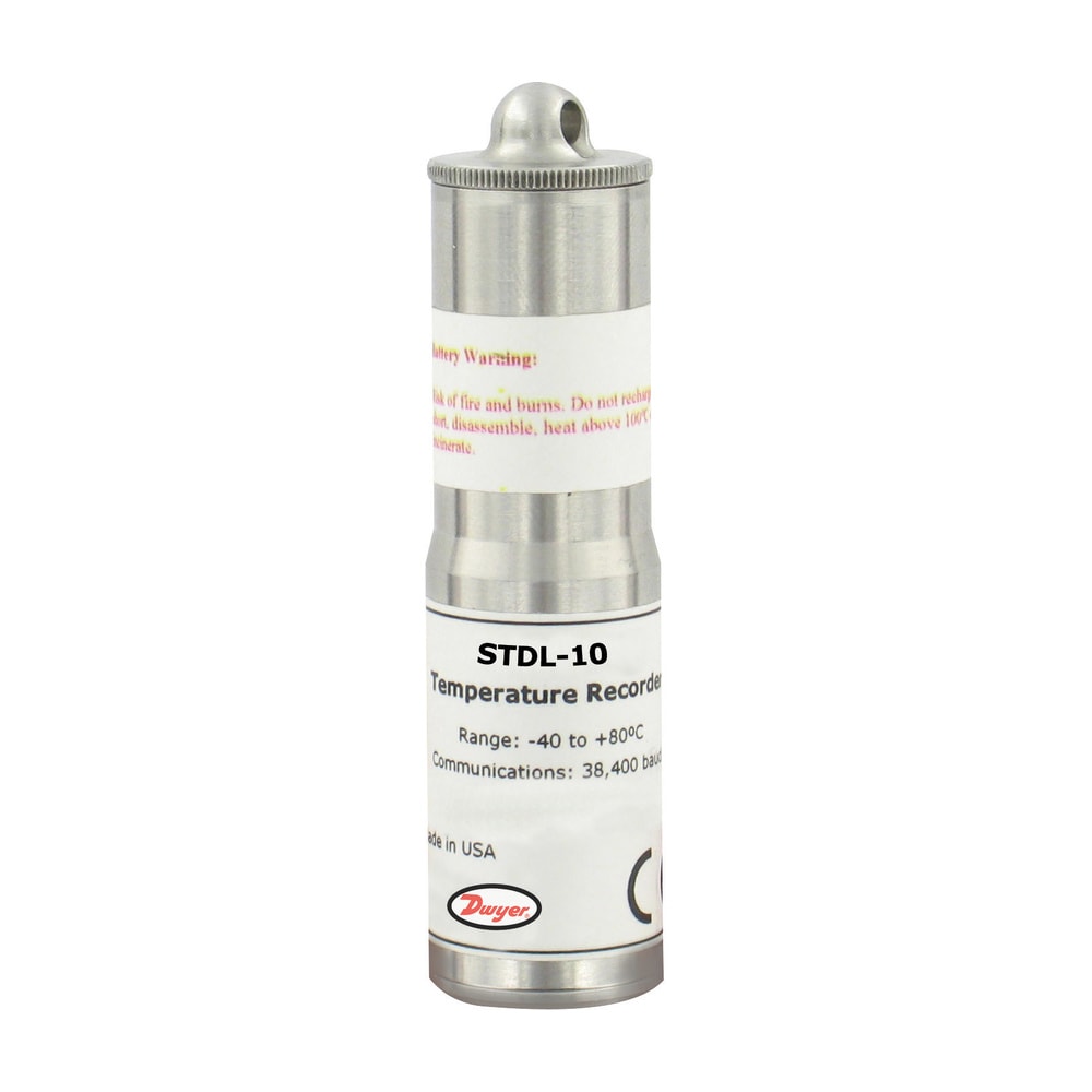 Waterproof Temp Data Logger -40 to 176 °F, 32K+ Records, Alerts, Software