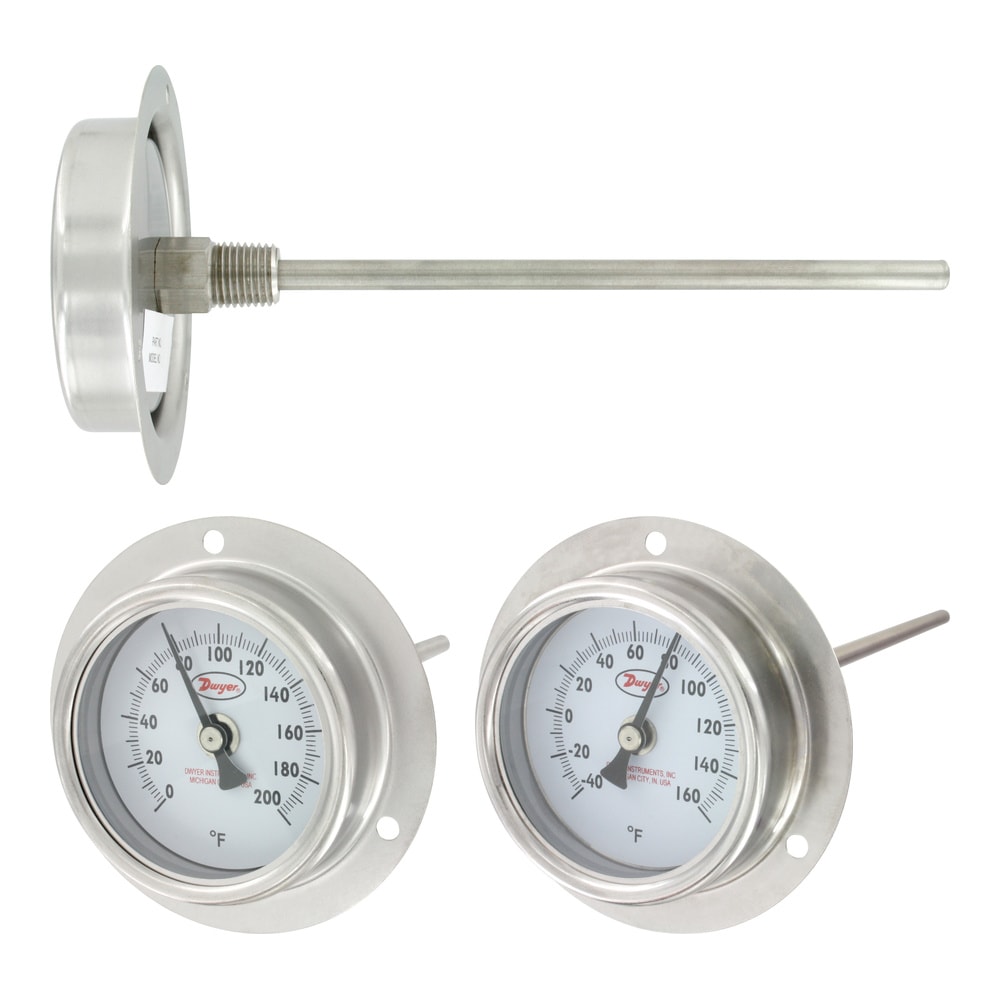 Thermomètre bimétallique de montage sur panneau de 3" avec lentille en verre pour CVC et plus