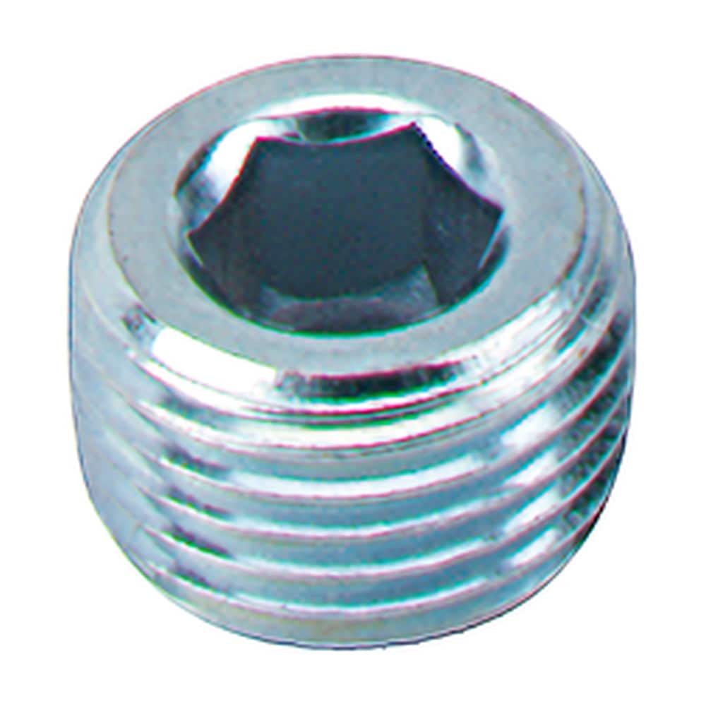 1/8" pipe plug, socket hex, plated steel.