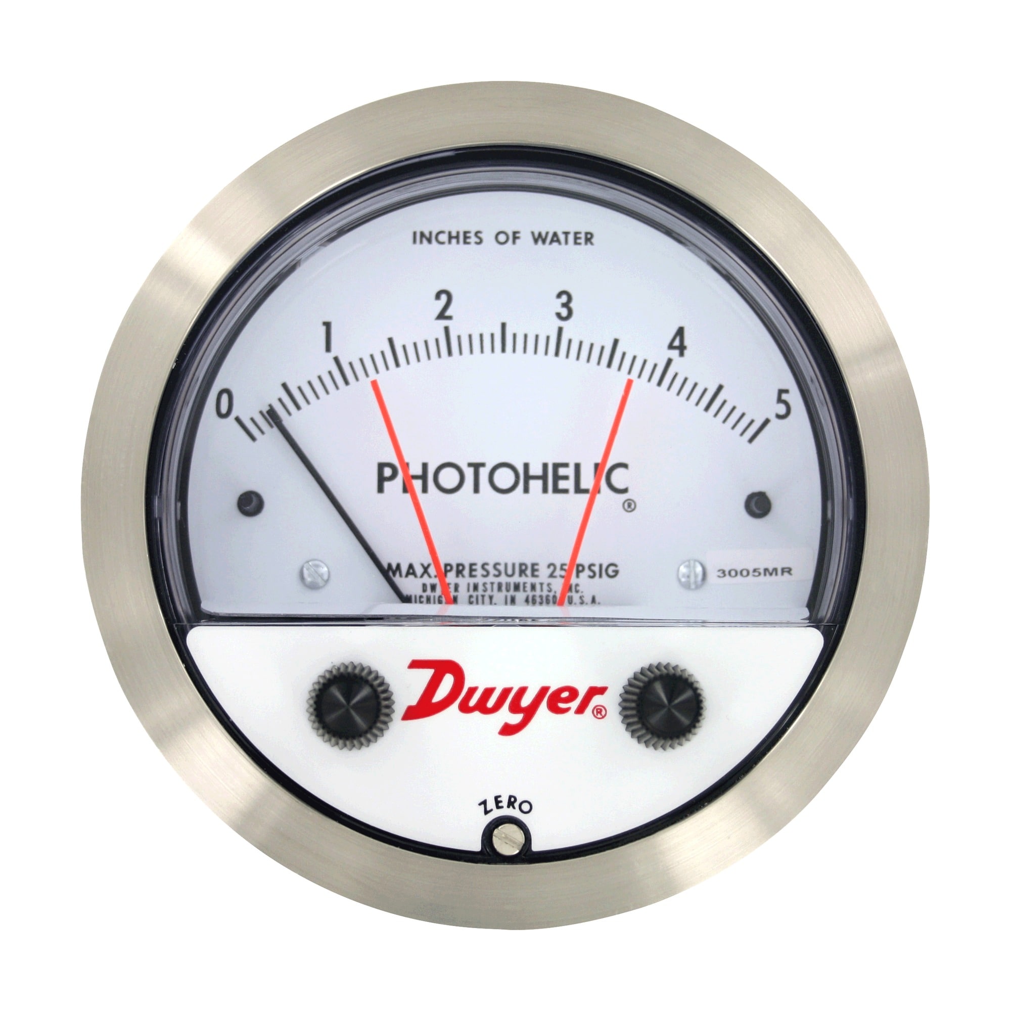 Interrupteurs/Manomètres Photohelic®, Pression différentielle, 25 psig max, Compact