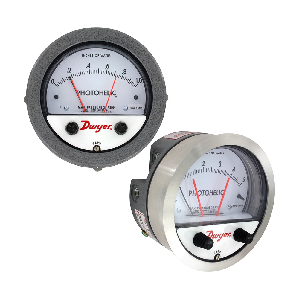 Interrupteurs/Manomètres Photohelic®, Pression différentielle, 25 psig max, Compact