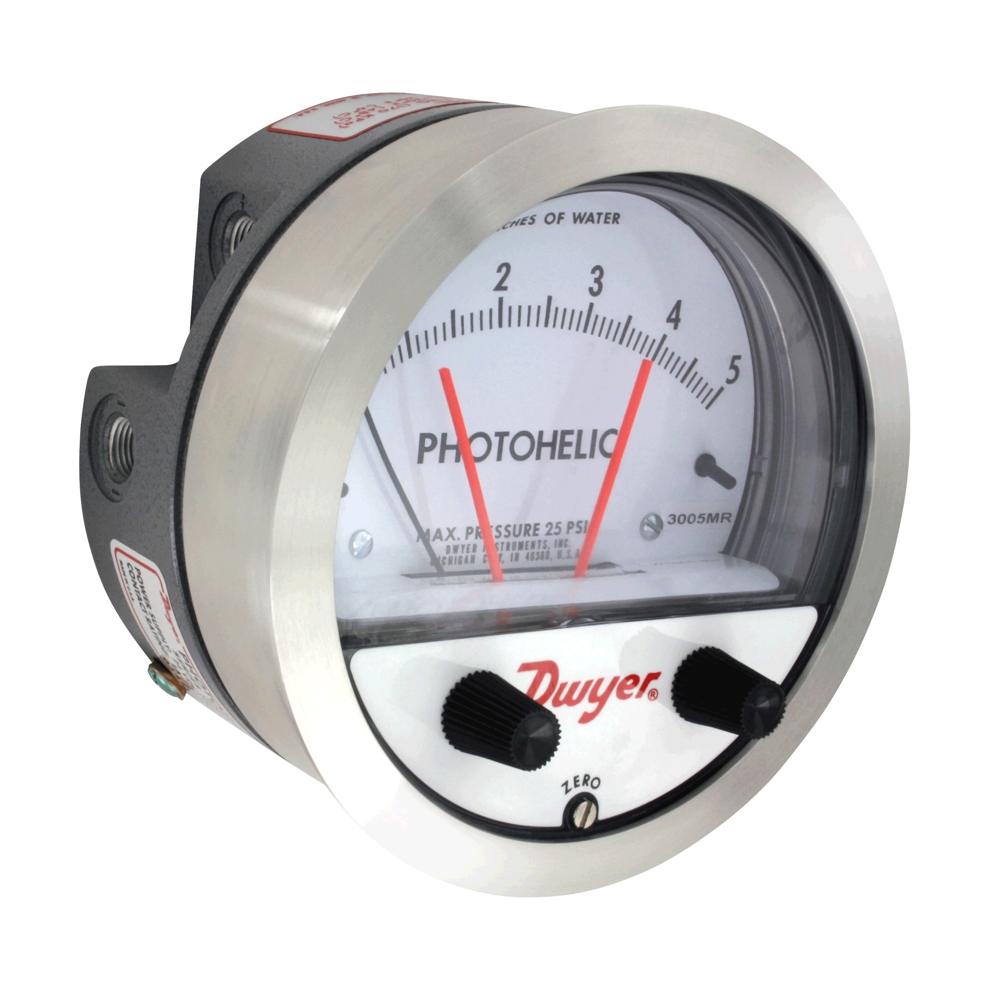 Interrupteurs/Manomètres Photohelic®, Pression différentielle, 25 psig max, Compact