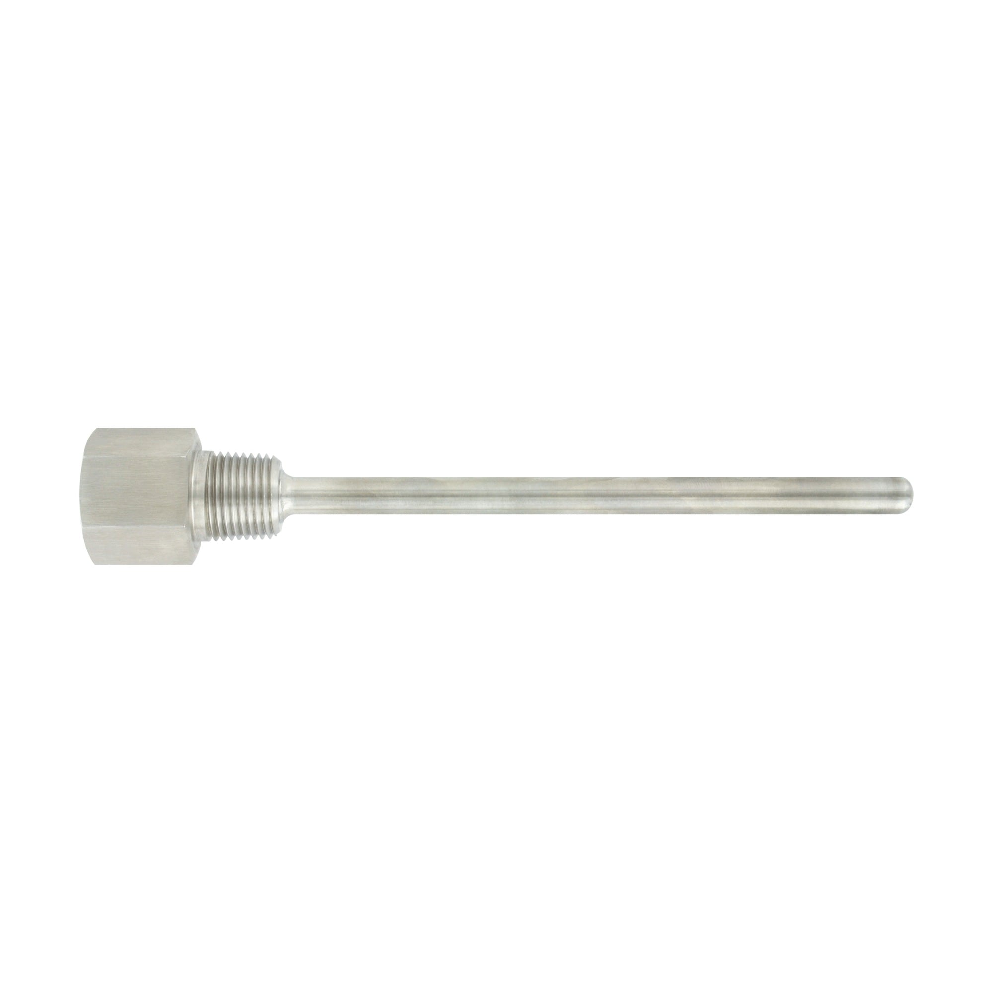 Thermowell, 4" length, 1/4" NPT internal connection, 1/2" NPT external connection, 304SS.