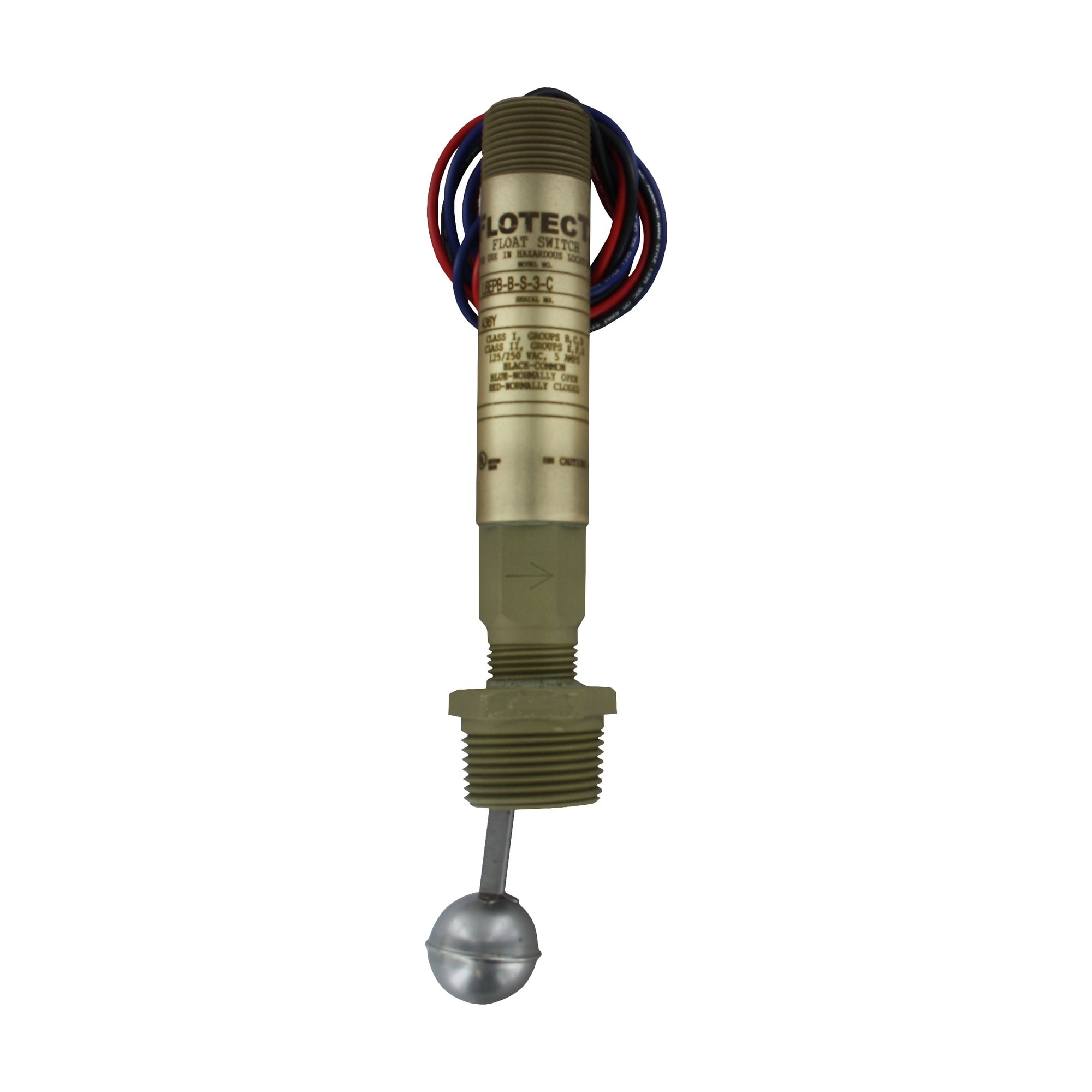 V6EPB-BD1B FLOTECT FLOW SWITCH, BRASS BODY, BRASS TEE, DPDT, 1/2" NPT