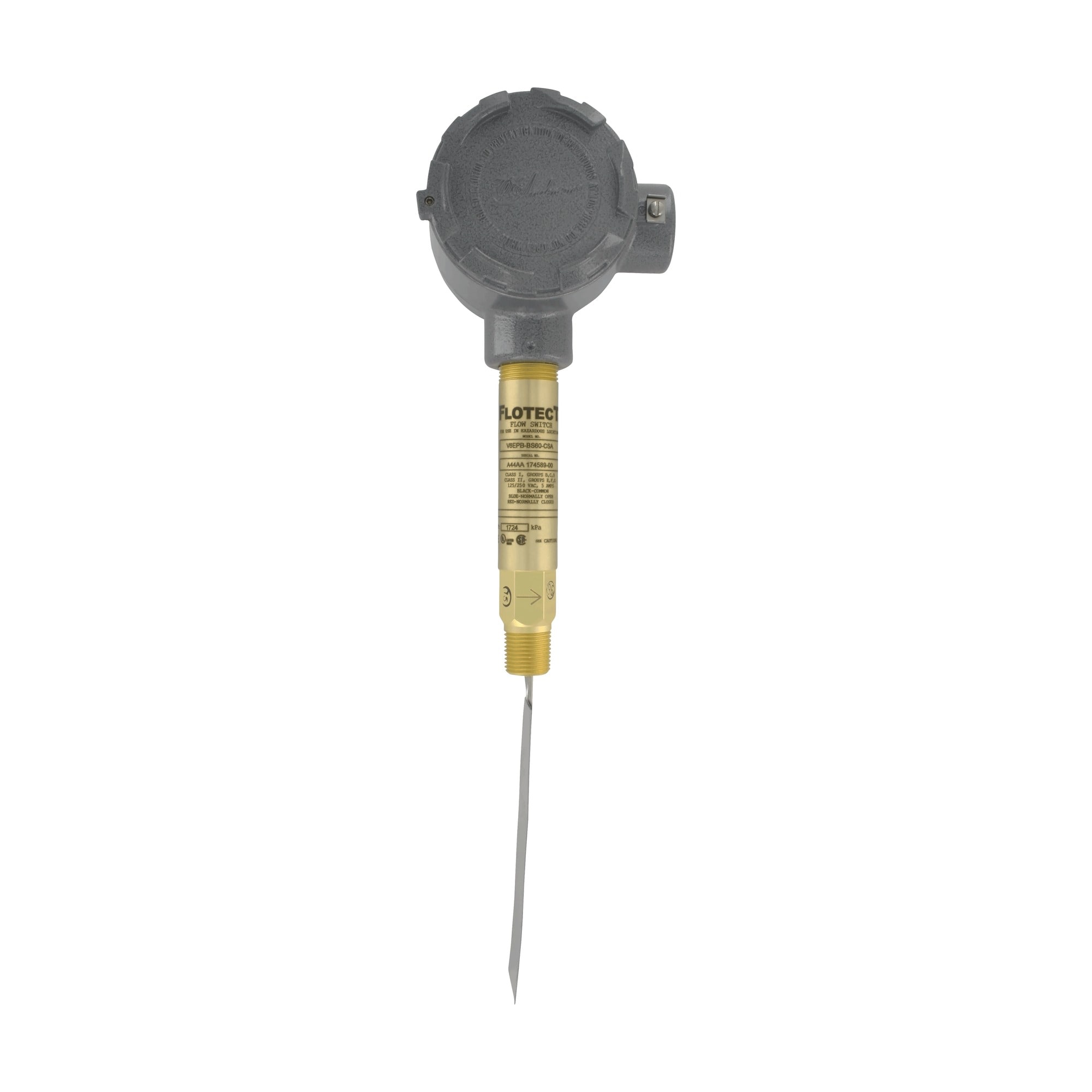 V6EPB-BD1B FLOTECT FLOW SWITCH, BRASS BODY, BRASS TEE, DPDT, 1/2" NPT