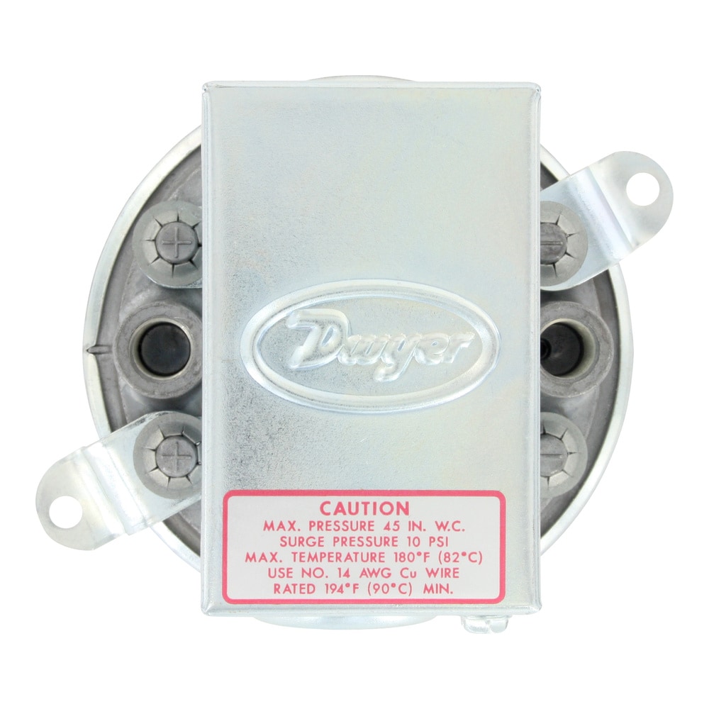 Differential pressure switch, range 3.0-11.75" w.c., approx. deadband @ min. set point 0.40, approx. deadband @ max. set point 0.40, with manual reset option.