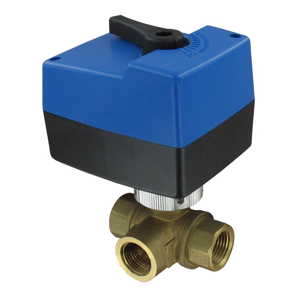 Three-Way detachable electric ball valve, Cv value 4.5, 1/2" npt, 120 vac, floating