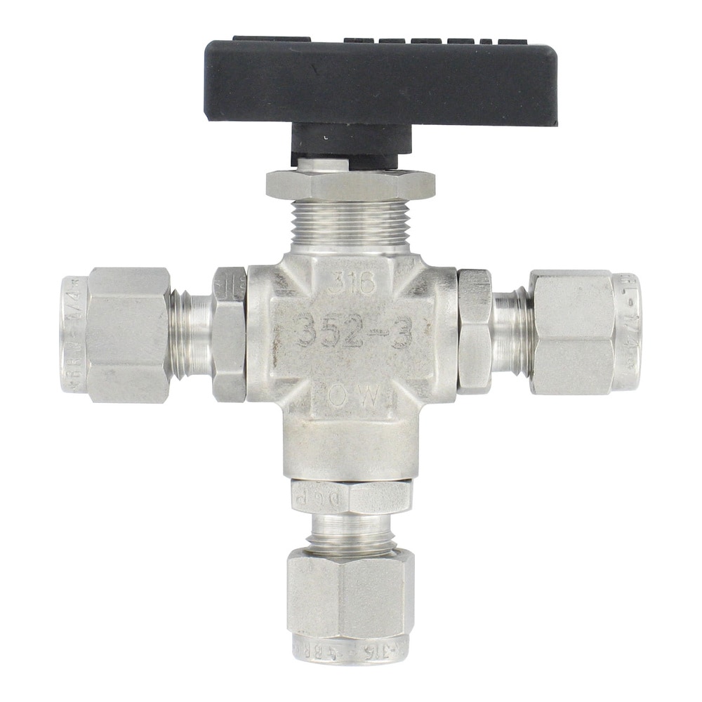 Vannes à boisseau sphérique compactes à 3 voies – Laiton/acier inoxydable, sièges en PTFE, haute pression
