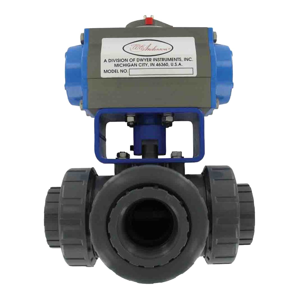 3-Way PVC Automated Ball Valves for Industrial & Chemical Use