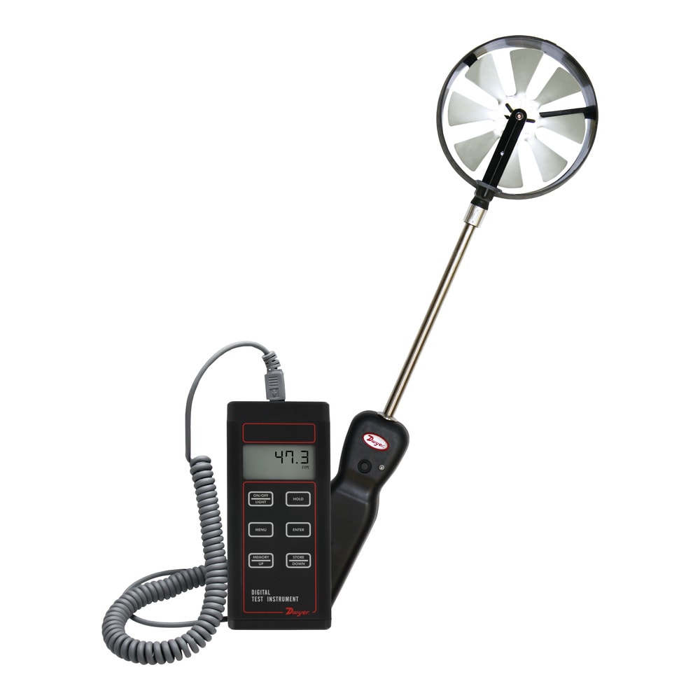 100 mm Vane Thermo-Anemometer for Air Velocity, Temp & Humidity - HVAC Use