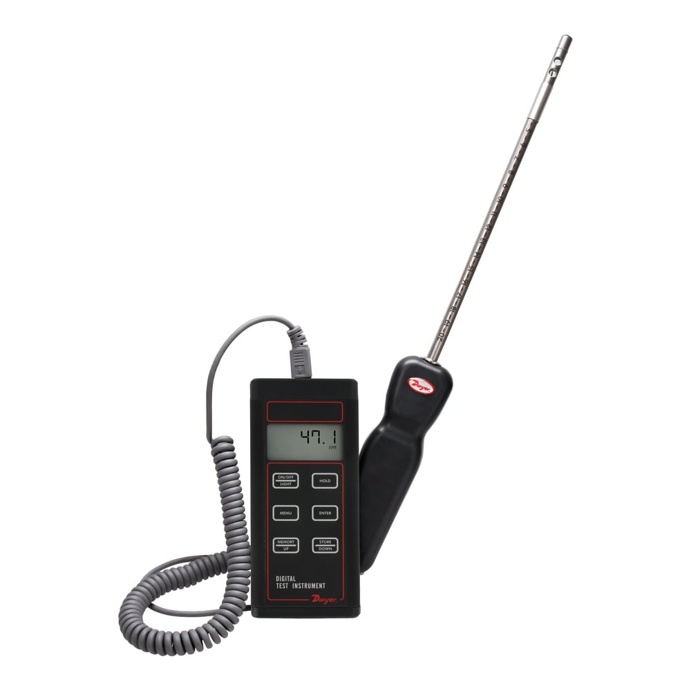 Dual Function Thermo-Anemometer, Stainless Steel Probe, HVAC Use