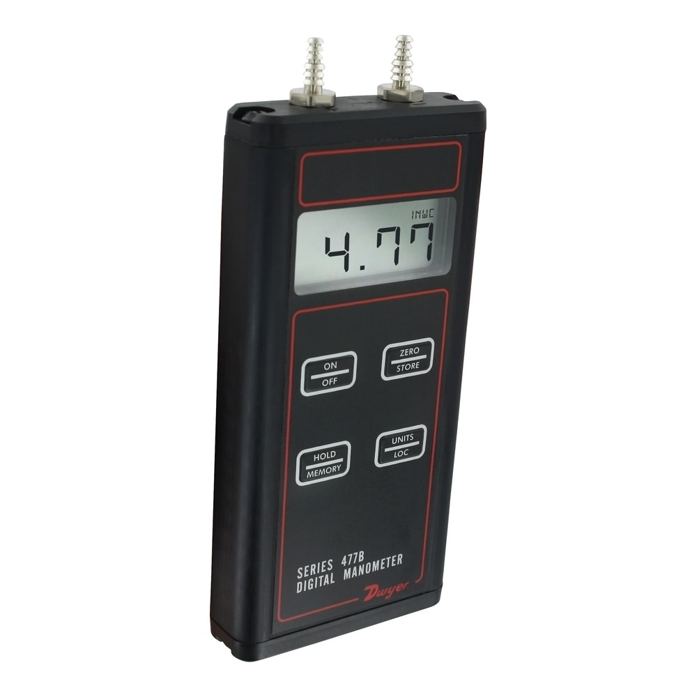 Digital Manometers, 0-20 inH2O to 100 psi, ± 0.10% accuracy, backlight.