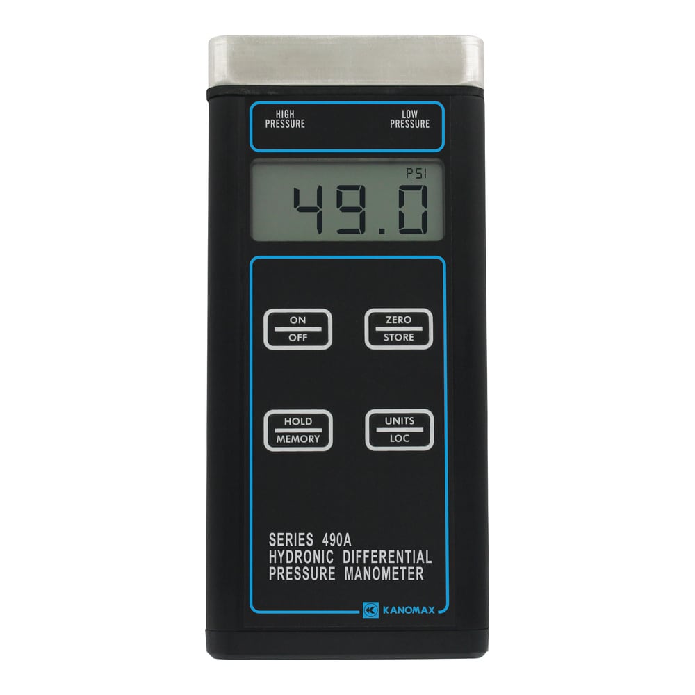 Handheld Hydronic Differential Pressure Manometer, Adjustable Damping