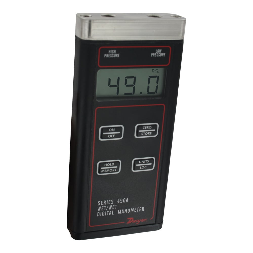 Handheld Hydronic Differential Pressure Manometer, Adjustable Damping