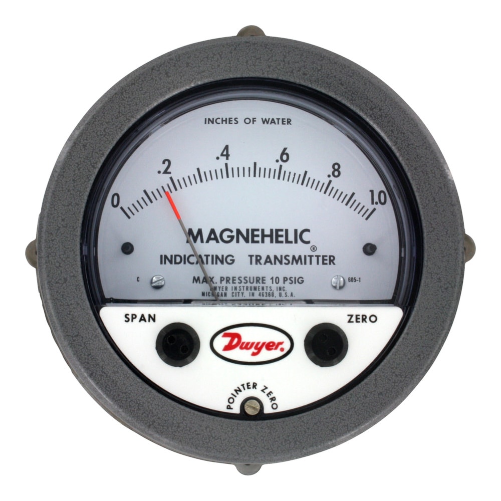 Magnehelic® Transmitter for Low DP Monitoring in HVAC, 4-20 mA Output