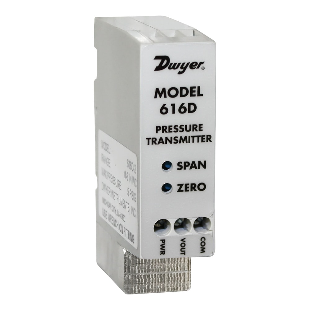 Differential Pressure Transmitter, 4-20 mA/0-10 Vdc, DIN Rail, Air/Gas