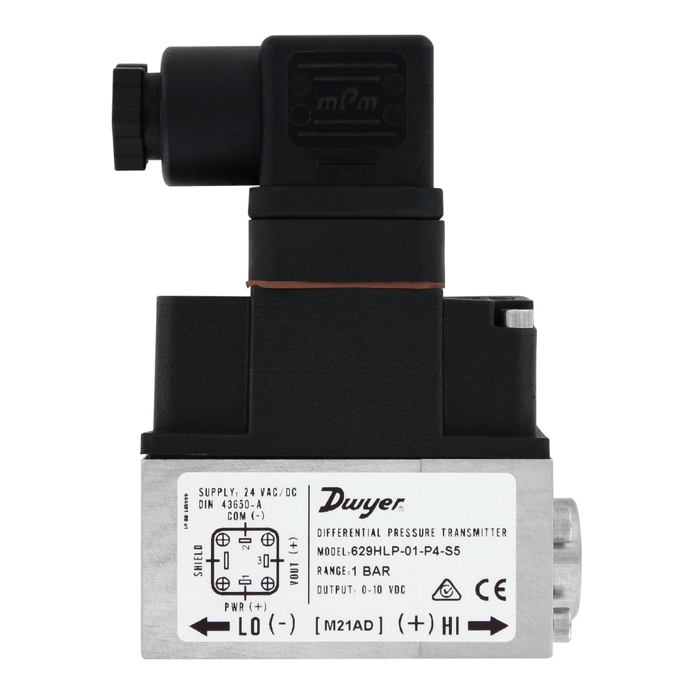 Diff Pressure Transmitter for Gases/Liquids, 1% Acc., 4-20 mA/0-10 Vdc