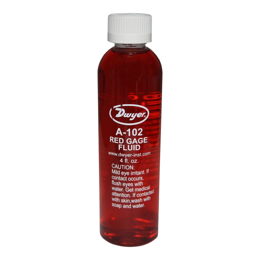 4 oz bottle of red gage fluid, .826 sp. gr.