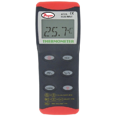 Dual Input Thermocouple Thermometer – Measures J, K, T Types, Backlit LCD