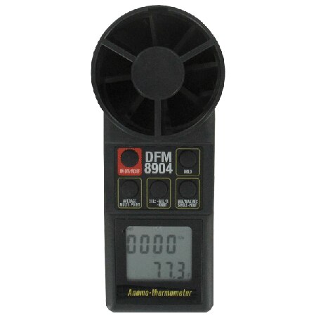 Vane Thermo-Anemometer for Air Velocity & Temp, 1.3 in Display, Portable