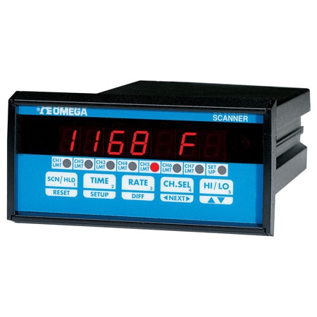 1/8 DIN 4 & 7-Channel Temp. / Process Scanner with Opt. Outputs