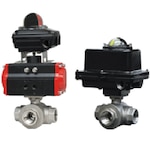 3-Way Brass Ball Valve, Blowout Proof Stem, PTFE Seats, Actuators