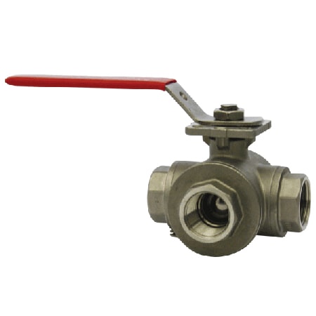 3-Way Brass Ball Valve, Blowout Proof Stem, PTFE Seats, Actuators