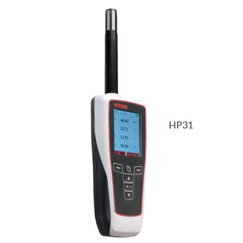 Relative Humidity and Temperature Handheld Device with Visual and Audible Alarms