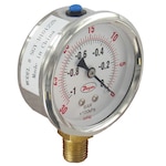 Dual Scale Pressure Gauge, 1,000 psi/bar, ± 1.5% Accuracy, Liquid-Filled