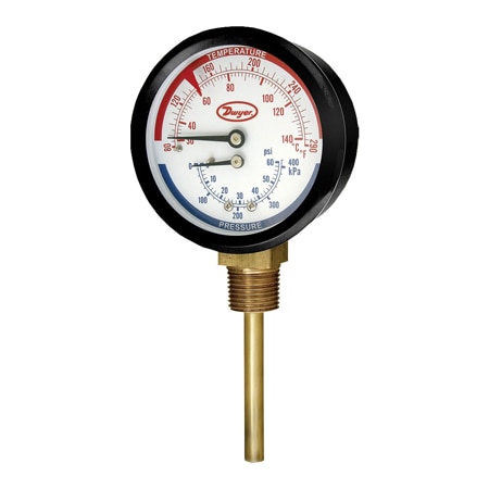 Tridicator Gauge & Thermometer for Boiler Monitoring - Movable Dial