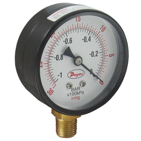 Dual Scale Pressure Gages, ± 1.5% Accuracy, Brass, 140°F, Bottom/Back Conn.