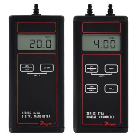 Digital Pressure Differential Manometer, -20 to 20 inH2O, ± 1.5% FS, Aluminum