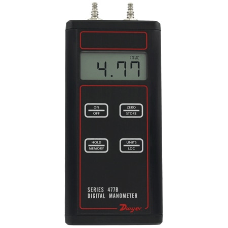 Digital Manometers, 0-20 inH2O to 100 psi, ± 0.10% accuracy, backlight.