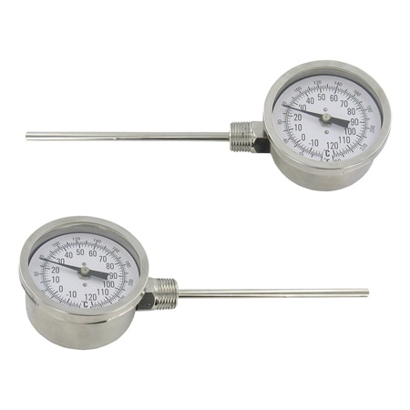 Bimetal thermometer, 2-1/2" stem, range 50 to 500°F.