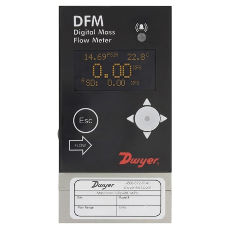 Digital Flow Meter - Mass/Volumetric Gas Flow, OLED, NIST Traceable