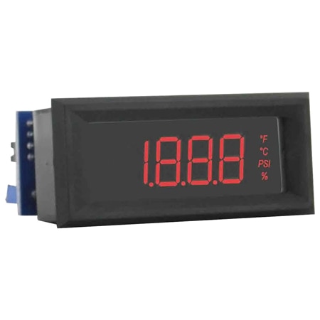 LCD Digital Panel Meter, 3.5 Digits, Adjustable Zero/Span, Snap-in Mount