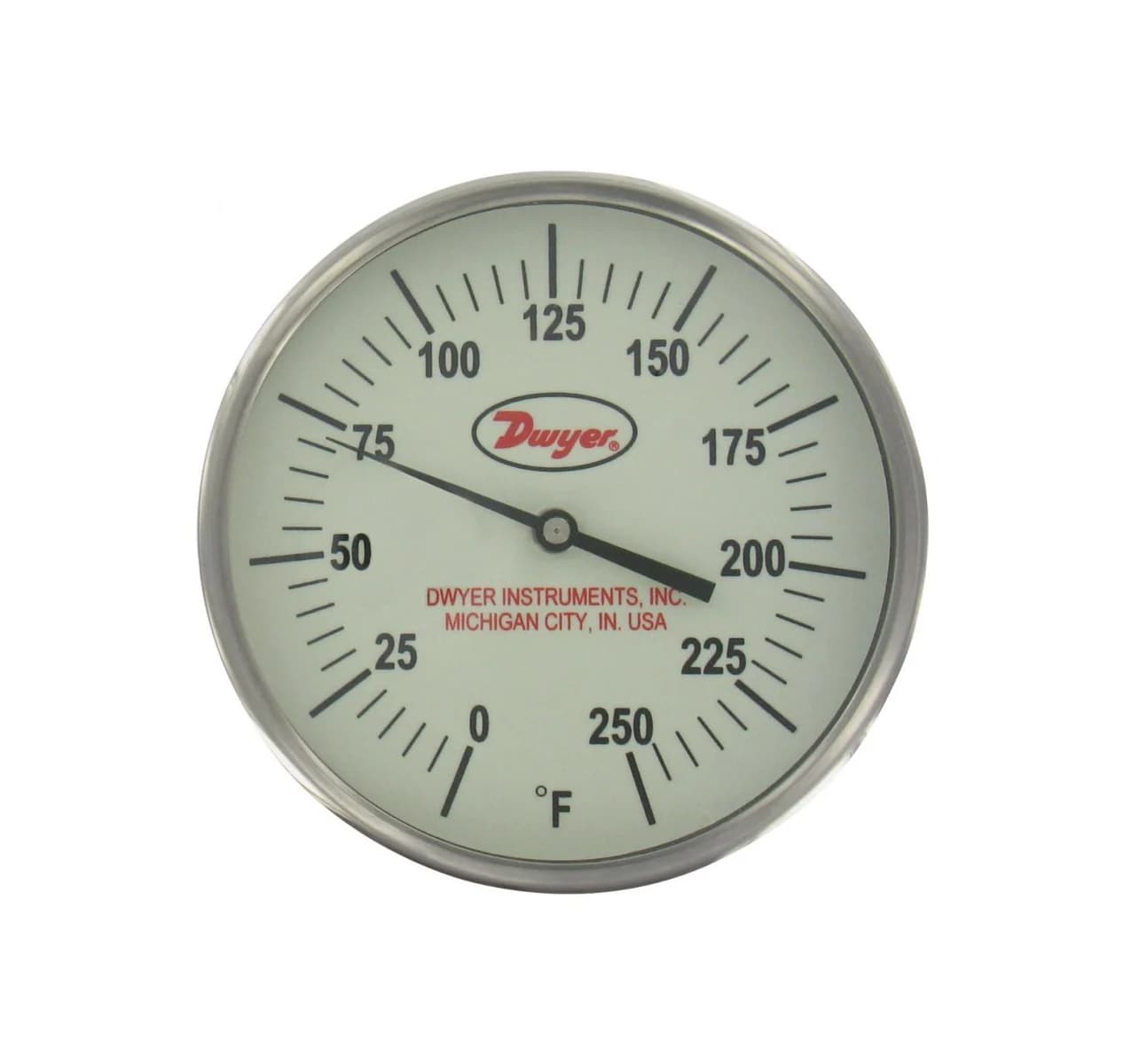 Glow-in-the-dark bimetal thermometer, range 50 to 300°F (10 to 149°C), 2-1/2" stem.