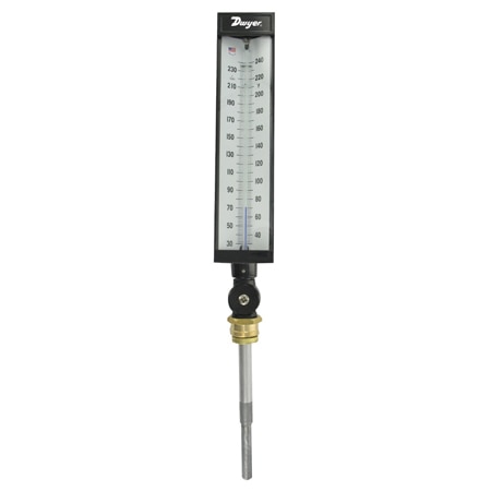 Durable Industrial Thermometer, 180° Adjustable Stem, Custom Scales °F/°C