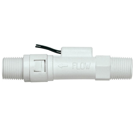 Polypropylene flow switch, actuation set point 0.25 GPM (.95 LPM), 3/8" NPT.