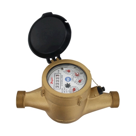 Brass Multi-Jet Water Meter, NSF-Certified, NPT/BSPT, Various Sizes